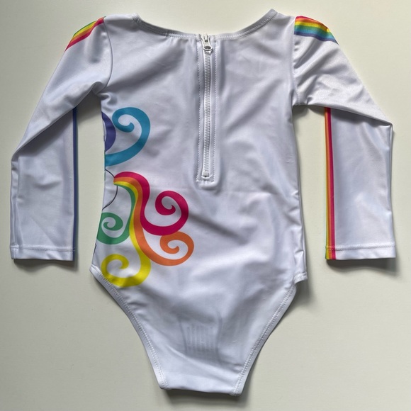 Flap Happy Girls' Rash Guard Swimsuit - Magic Stripe Unicorn - Size 2 - Picture 5 of 12